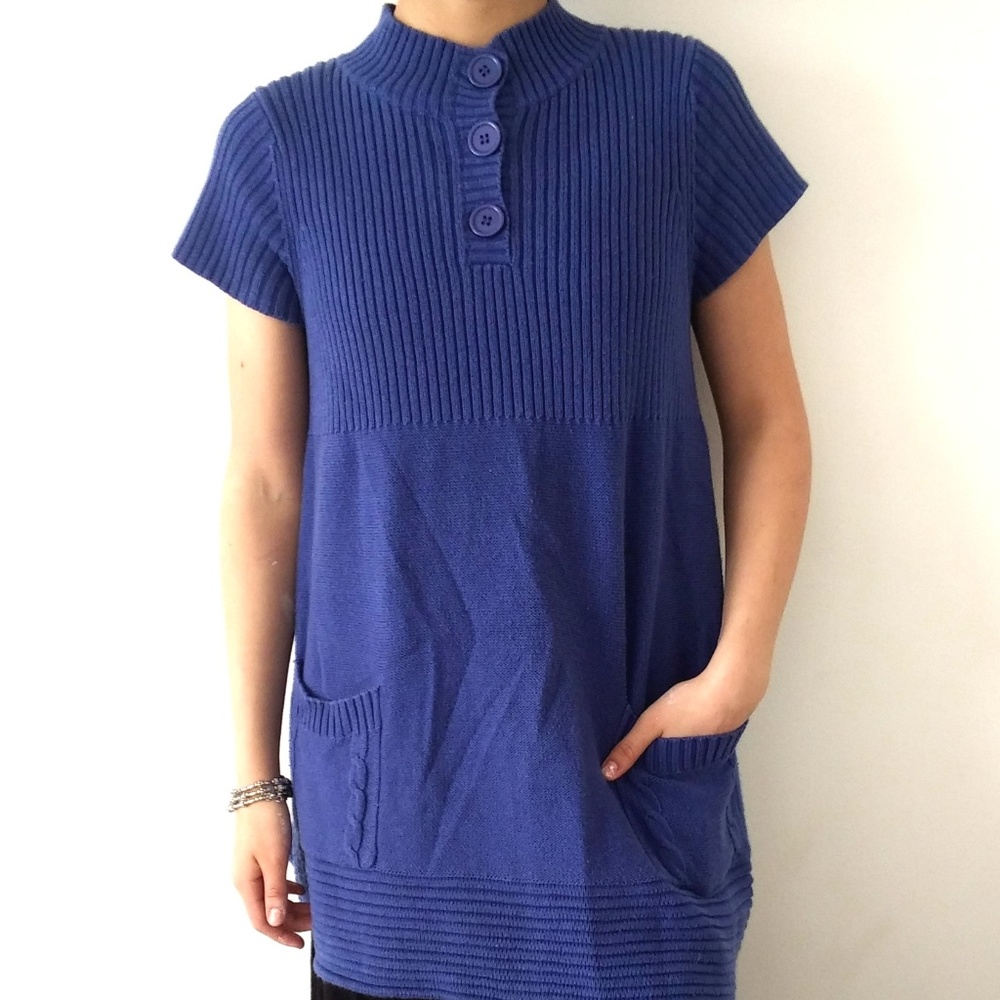 woman's blue sweater